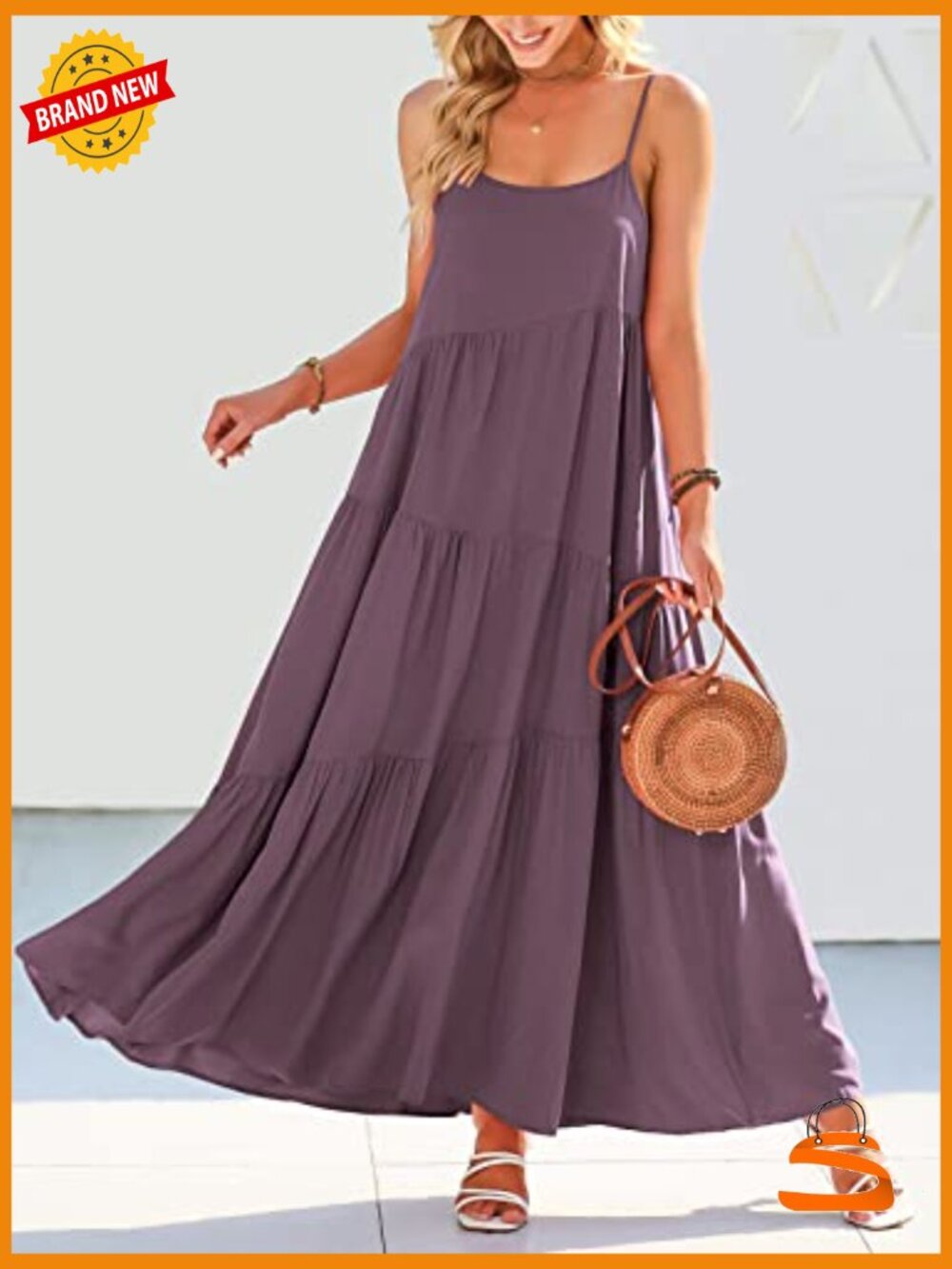 Women's Casual Loose Sleeveless Sundress Spaghetti Strap Flowy Maxi Dress - Picture 3 of 7